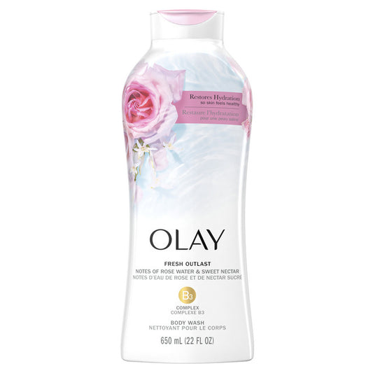 Olay Fresh Outlast Body Wash + B3 - Notes of Rose Water & Sweet Nectar - 700ml