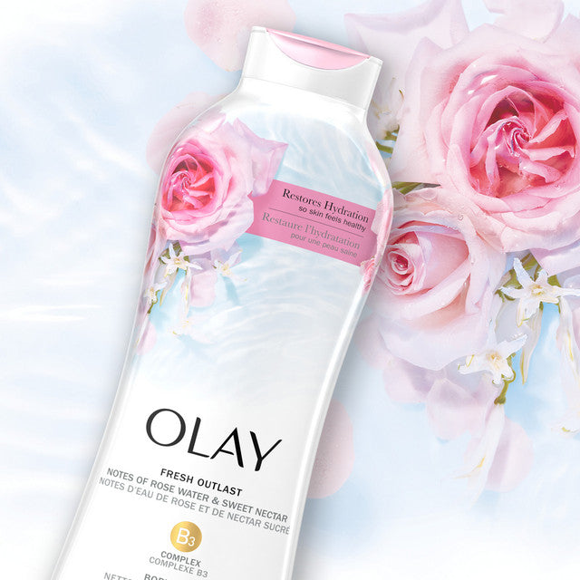 Olay Fresh Outlast Body Wash + B3 - Notes of Rose Water & Sweet Nectar - 700ml