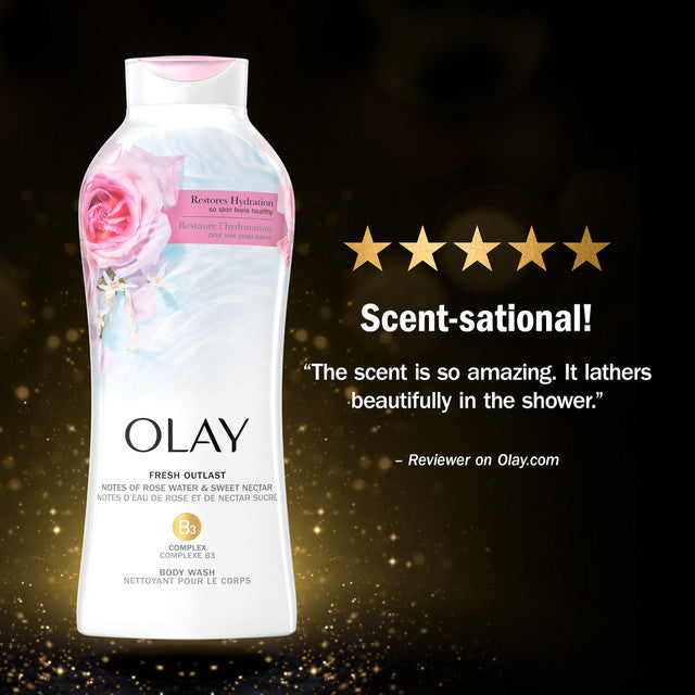 Olay Fresh Outlast Body Wash + B3 - Notes of Rose Water & Sweet Nectar - 700ml